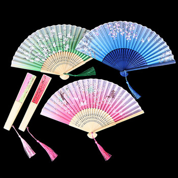 Ветрило с копринени цветя в китайски японски стил Сгъваем вентилатор Декорация на дома Орнаменти Модел Изкуство Занаятчийски подарък Сватбен танц Ръчен вентилатор