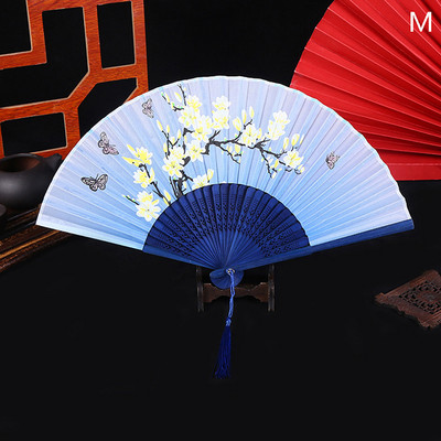 Ķīniešu japāņu stila zīda ziedu vēdeklis saliekamais ventilators mājas dekorēšana ornamenti raksti māksla amatniecība dāvana kāzu deju roku ventilators