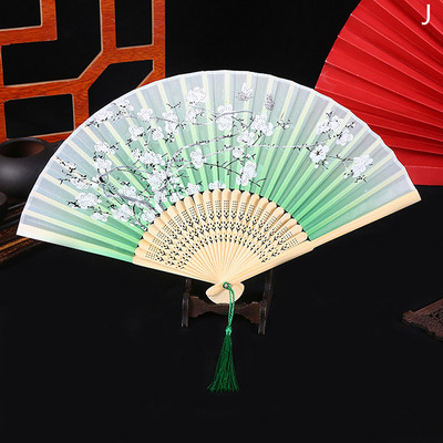 Ķīniešu japāņu stila zīda ziedu vēdeklis saliekamais ventilators mājas dekorēšana ornamenti raksti māksla amatniecība dāvana kāzu deju roku ventilators
