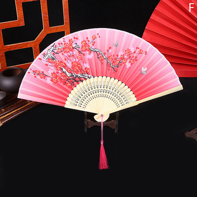 Ķīniešu japāņu stila zīda ziedu vēdeklis saliekamais ventilators mājas dekorēšana ornamenti raksti māksla amatniecība dāvana kāzu deju roku ventilators