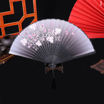 Ķīniešu japāņu stila zīda ziedu vēdeklis saliekamais ventilators mājas dekorēšana ornamenti raksti māksla amatniecība dāvana kāzu deju roku ventilators