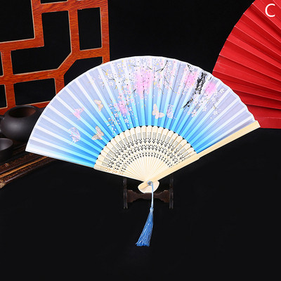 Ķīniešu japāņu stila zīda ziedu vēdeklis saliekamais ventilators mājas dekorēšana ornamenti raksti māksla amatniecība dāvana kāzu deju roku ventilators