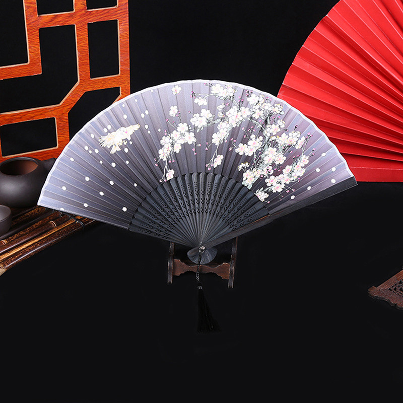 Ķīniešu japāņu stila zīda ziedu vēdeklis saliekamais ventilators mājas dekorēšana ornamenti raksti māksla amatniecība dāvana kāzu deju roku ventilators