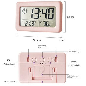 Ψηφιακό ρολόι Θερμόμετρο Υγρόμετρο Μετρητής LED Εσωτερική ηλεκτρονική οθόνη υγρασίας Ρολόι Επιτραπέζια ρολόγια για το σπίτι