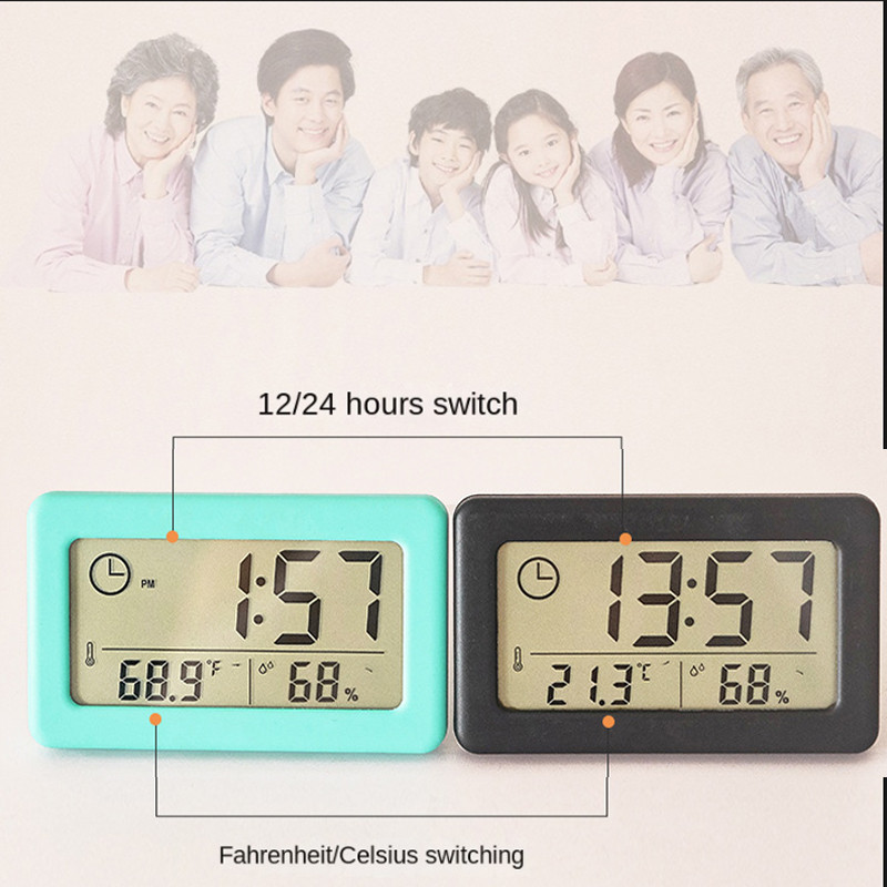 Digitális óra hőmérő Higrométer LED beltéri elektronikus páratartalom mérő óra Asztali asztali órák otthonra