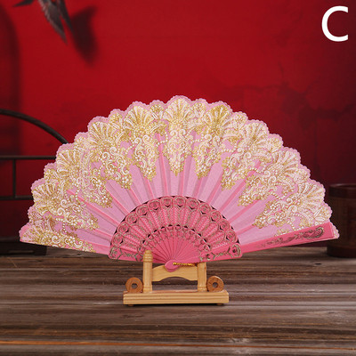 Vintage japāņu ziedu mežģīnes saliekams vēdeklis zīda kāzu ballīte deju rokās turama ventilatora bambusa saliekamā ventilatora dāvana kostīmu aksesuāri