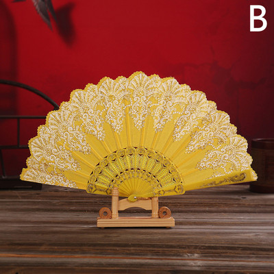 Vintage japāņu ziedu mežģīnes saliekams vēdeklis zīda kāzu ballīte deju rokās turama ventilatora bambusa saliekamā ventilatora dāvana kostīmu aksesuāri