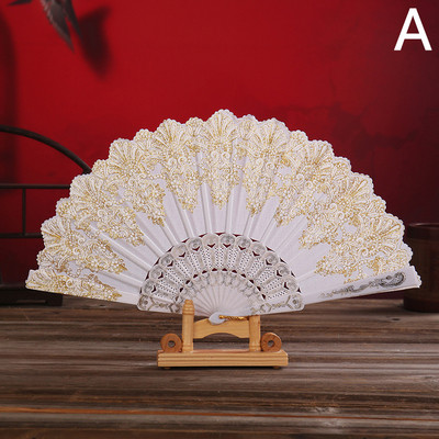 Vintage japāņu ziedu mežģīnes saliekams vēdeklis zīda kāzu ballīte deju rokās turama ventilatora bambusa saliekamā ventilatora dāvana kostīmu aksesuāri