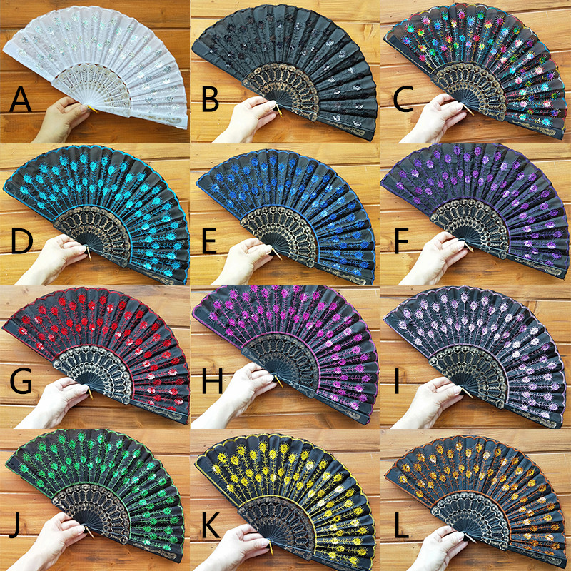 Jauni modes vizuļi deju vēdeklis vintage stila izšuvumi pāvs asti salokāmi ventilators kāzu ballīte Mājas dekors Mākslas amatniecības dāvanas