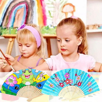 Jucării cu evantai de pictură DIY de 21 cm pentru copii, copii, desene animate, culoare, graffiti, origami, jucărie de artizanat, desen creativ pentru copii
