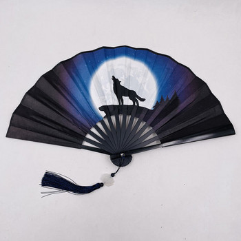 Сгъваем вентилатор в китайски стил Класически танцуващ вентилатор от плат Винтидж пластмасов животински дракон с печат Ръчни ветрила
