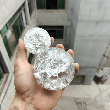 3/4/5/6cm Ice Crack Crystal Ball Стъклени кварцови мрамори Magic Sphere Fengshui Фигурка Орнаменти за бюро Всекидневна Декорация на дома