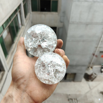 3/4/5/6cm Ice Crack Crystal Ball Стъклени кварцови мрамори Magic Sphere Fengshui Фигурка Орнаменти за бюро Всекидневна Декорация на дома