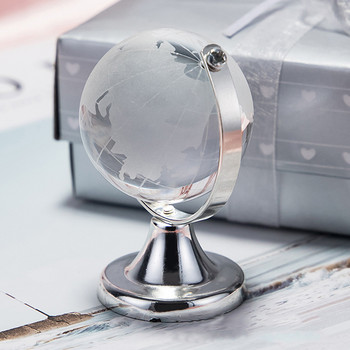Кръгъл Земен глобус Карта на света Прозрачна сфера от кристално стъкло със стойка за декорация на бюро Детски инструменти за обучение Колекционерски модел Подарък