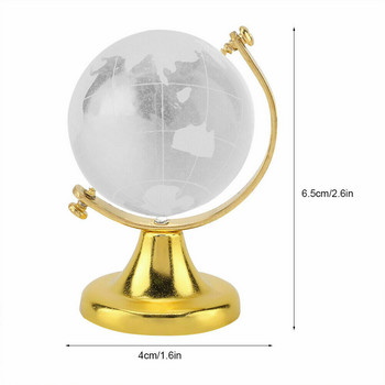 Кръгъл Земен глобус Карта на света Прозрачна сфера от кристално стъкло със стойка за декорация на бюро Детски инструменти за обучение Колекционерски модел Подарък