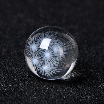 Εσωτερικό σκάλισμα 20mm 3D Snow Mountain Dandelion Fireworks Galaxy Crystal Ball Art Clear K9 Glass Bead Figurine