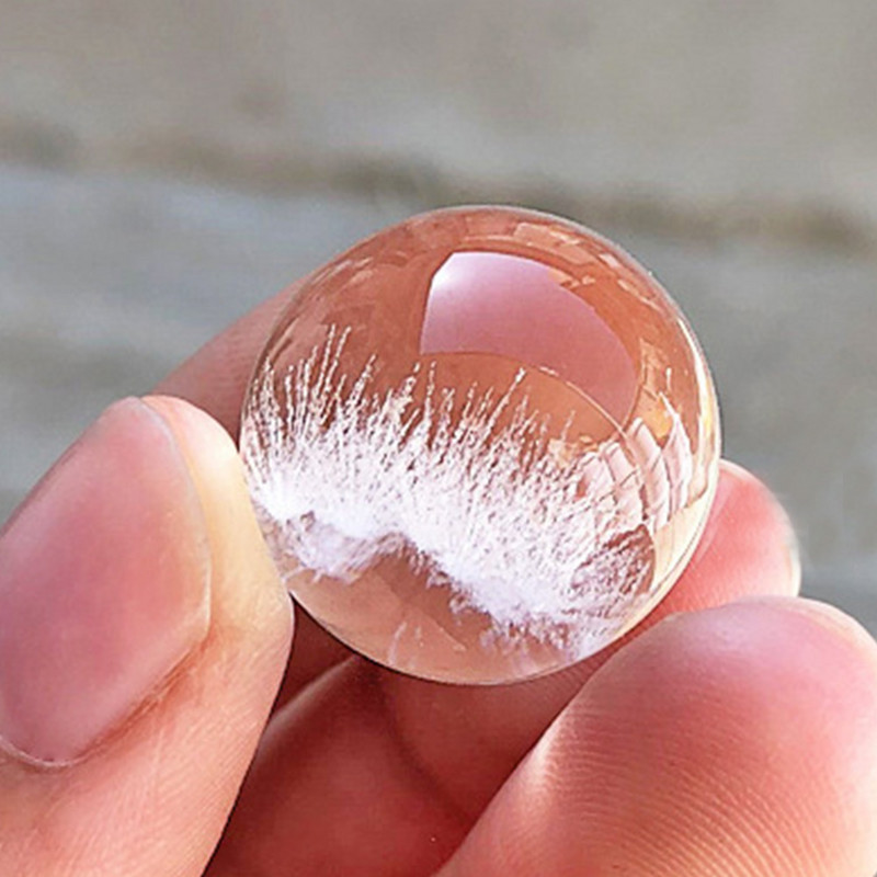 20 mm iekšēja grebuma 3D sniega kalns pienenes uguņošana galaktika kristāla lodīšu māksla, caurspīdīga K9 stikla pērlīšu figūriņa