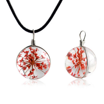 Естествено изсушено цвете Глухарче Стъклена топка Висулка Прозрачен чар Модерен кристал Късмет Колие Подаръци