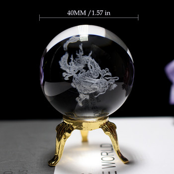 3D кристална топка Стъклена сфера Лазерно гравиран кристален глобус Декорация на дома Миниатюрна фигурка Подаръци