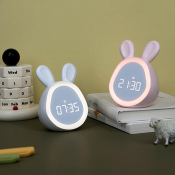 Κουνέλι Ξυπνητήρι Ροζ Λευκό Δημιουργικό Κινούμενα Σχέδια Έξυπνο Ψηφιακό Ρολόι LED με Φως Νυχτερινής Υπνοδωμάτιο Ηλεκτρονικό ρολόι για παιδί