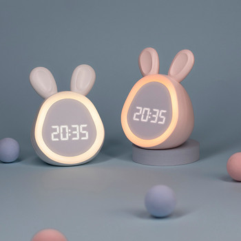 Κουνέλι Ξυπνητήρι Ροζ Λευκό Δημιουργικό Κινούμενα Σχέδια Έξυπνο Ψηφιακό Ρολόι LED με Φως Νυχτερινής Υπνοδωμάτιο Ηλεκτρονικό ρολόι για παιδί