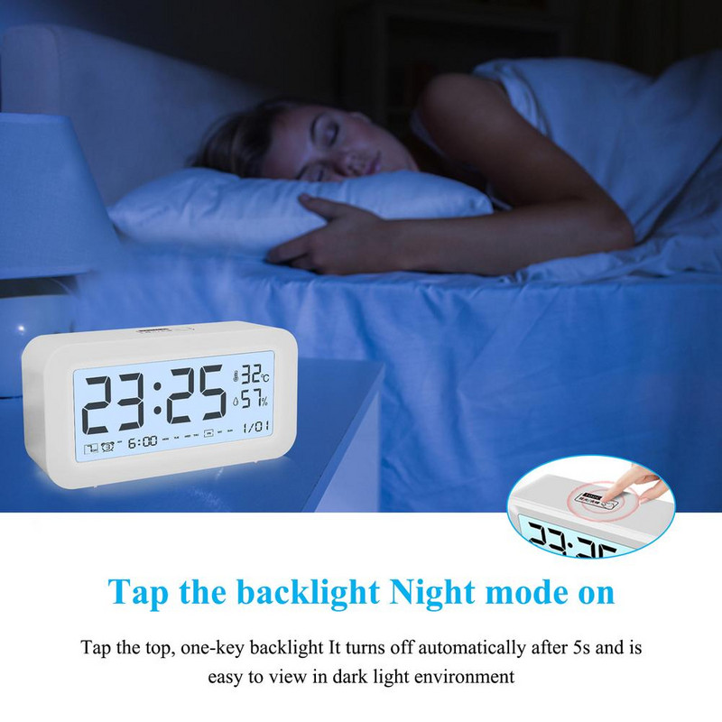 Digitális ébresztőóra Smart Touch Control Fényerő Hangerő Állítható Smart Luminous mini ébresztőóra hálószoba éjjeli asztalához