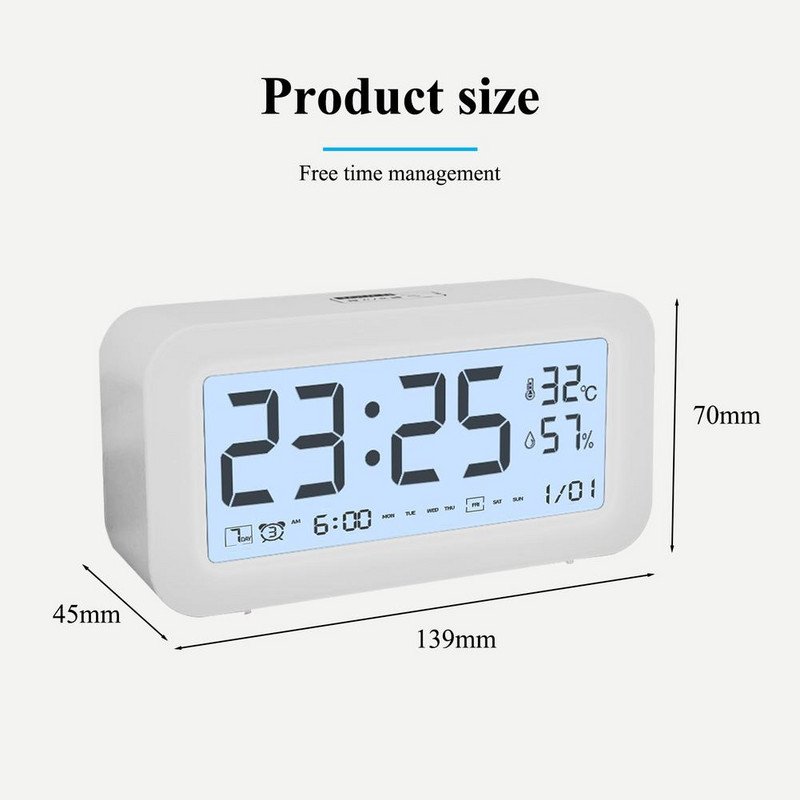 Digitális ébresztőóra Smart Touch Control Fényerő Hangerő Állítható Smart Luminous mini ébresztőóra hálószoba éjjeli asztalához