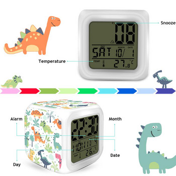 Ξυπνητήρι Δεινόσαυρος Ψηφιακό ρολόι LED 7 Πολύχρωμο λαμπερό φως νύχτας Unicornio Despertador Παιδικό κομοδίνο Ρολόι Παιδικό Δώρο