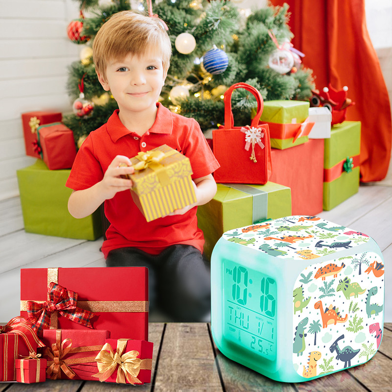 Dinozauru modinātājs LED digitālais pulkstenis 7 krāsains kvēlojošs nakts nakts Unicornio Despertador Kids naktsgaldiņa pulkstenis bērniem, dāvana