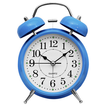 Ρολόι Ξυπνητήρι 3 ιντσών με διπλό κουδούνι Μεταλλικό πλαίσιο Τρισδιάστατο καντράν με οπίσθιο φωτισμό επιτραπέζιο ρολόι νύχτας για γραφείο στο σπίτι