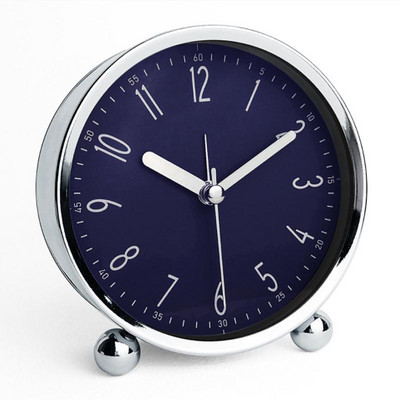 Galda pulkstenis modinātājs pie gultas Kvarca pulkstenis apaļas formas metāla apvalks kluss pulkstenis, slaucīts, otrs vienkāršs dizains