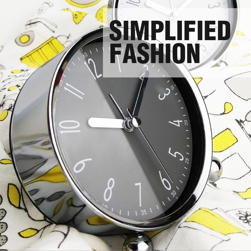 Galda pulkstenis modinātājs pie gultas Kvarca pulkstenis apaļas formas metāla apvalks kluss pulkstenis, slaucīts, otrs vienkāršs dizains