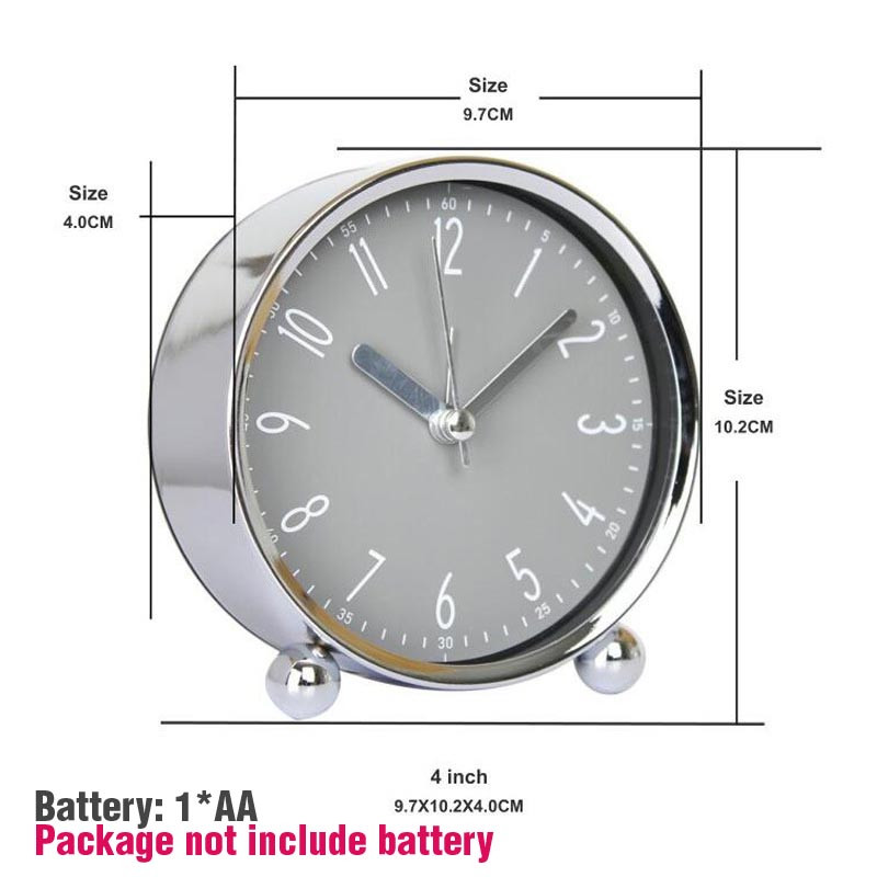 Galda pulkstenis modinātājs pie gultas Kvarca pulkstenis apaļas formas metāla apvalks kluss pulkstenis, slaucīts, otrs vienkāršs dizains