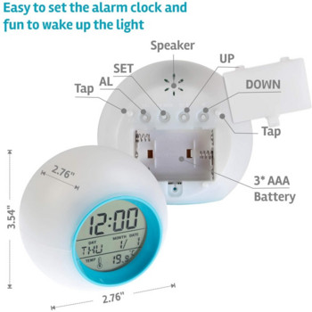 Кръгъл светодиоден будилник със 7 цвята, променящ се през нощта, светещ за спалня, настолен светодиоден дигитален часовник Keep Sleep Home Decor TSLM1