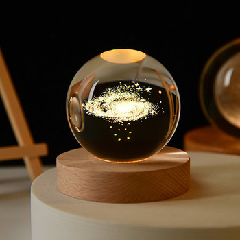 Кристална топка 3D лазерно гравирана Слънчева система Глобус Galaxy K9 Астрономия Планети Сфера с основна стойка Подарък за домашен декор