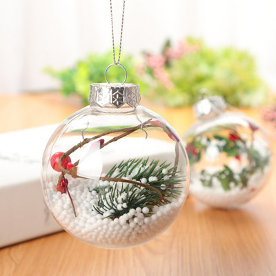 Minge de Crăciun din plastic goală transparentă Mingi decorative creative DIY Decor de cameră Decoratiuni de petrecere de Crăciun pentru casă 2023