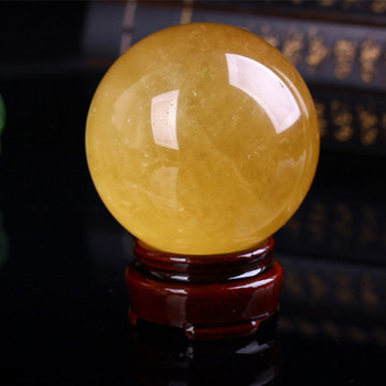 40MM естествен кристален камък Жълта калцитова топка Crystal Sphere Топка Лечебен камък Подаръци за любителите на декорация на дома
