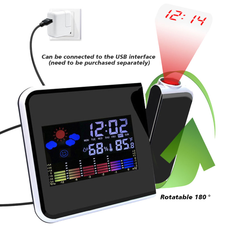 Επιτραπέζιο ρολόι Ψηφιακό ξυπνητήρι με προβολέα οροφής προβολής Ξυπνητήρι Θερμόμετρο Θερμόμετρο Ώρα Ημερομηνία Ρολόι προβολής