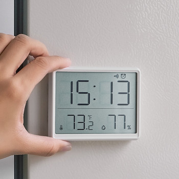 Ψηφιακό Ξυπνητήρι LCD Μεγάλη οθόνη Ρολόγια ένδειξης θερμοκρασίας/ημερομηνίας/υγρασίας 12/24 ωρών Ηλεκτρονικό ξυπνητήρι για σαλόνι