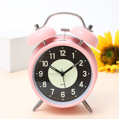4,7 collu apaļš LUMINOVA metāla zvana modinātājpulkstenis, laiks līdz pamošanās brīdim bērniem studentu bērnu miega trenažieris galda modinātājs