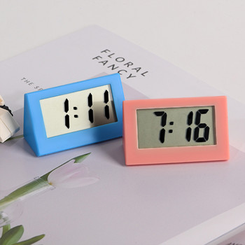 Μίνι ρολόι LED κρεβατοκάμαρας Ψηφιακή οθόνη Ηλεκτρονικά ρολόγια Μελέτη με μπαταρία Τριγωνικό τραπέζι Ημερολόγιο Λευκό