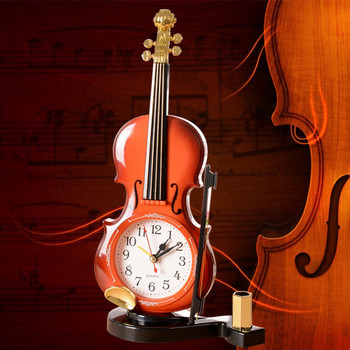 Δημιουργική προσομοίωση ξυπνητήρι βιολιού Μουσικό όργανο Dove Needle Clock Διακόσμηση επιτραπέζιου καθιστικού σπιτιού