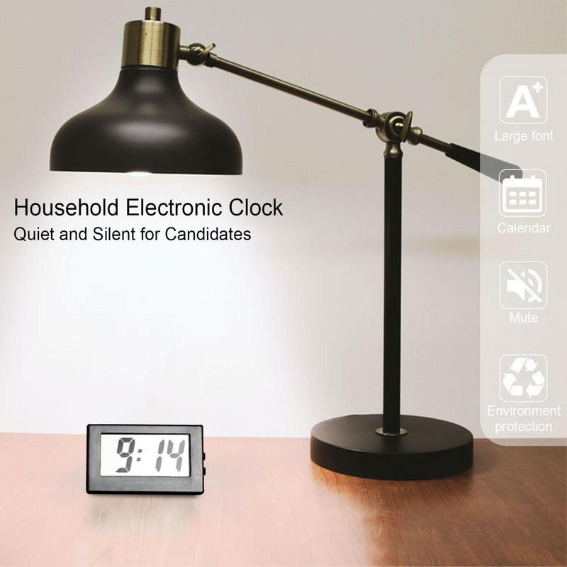 Οθόνη ώρας LCD Μικρό Ξυπνητήρι Έξυπνο Ψηφιακό χωρίς Tick Ήσυχο Ρολόι Επιτραπέζιου Βελτιωτικό Διακόσμηση με μπαταρία