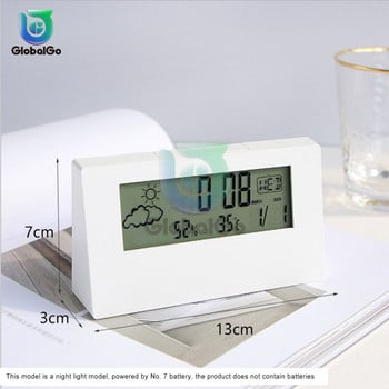Ψηφιακό ξυπνητήρι LCD Απλή ημερομηνία επιτραπέζιου φωτισμού Φωτεινό ρολόι με οπίσθιο φωτισμό Αναβολή σίγασης Ημερολόγιο Επιτραπέζια ηλεκτρονικά ρολόγια