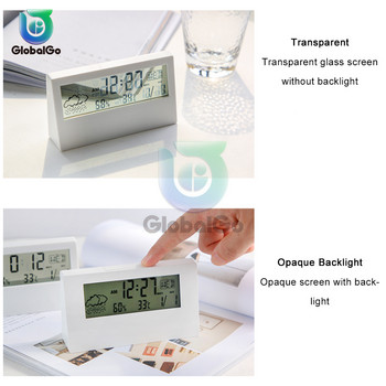 Ψηφιακό ξυπνητήρι LCD Απλή ημερομηνία επιτραπέζιου φωτισμού Φωτεινό ρολόι με οπίσθιο φωτισμό Αναβολή σίγασης Ημερολόγιο Επιτραπέζια ηλεκτρονικά ρολόγια