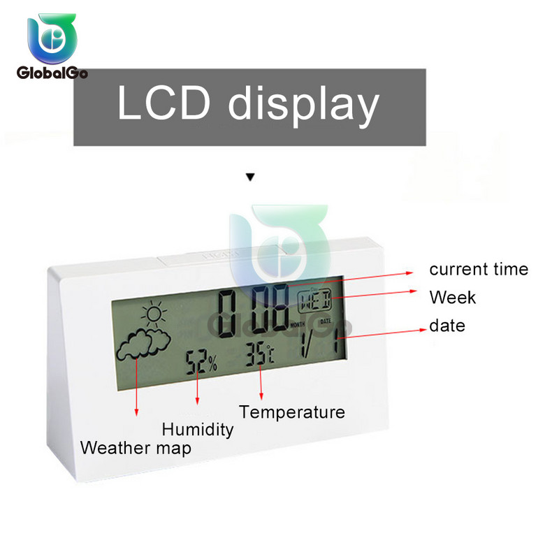 Ψηφιακό ξυπνητήρι LCD Απλή ημερομηνία επιτραπέζιου φωτισμού Φωτεινό ρολόι με οπίσθιο φωτισμό Αναβολή σίγασης Ημερολόγιο Επιτραπέζια ηλεκτρονικά ρολόγια