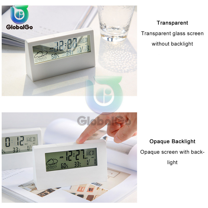 Ψηφιακό ξυπνητήρι LCD Απλή ημερομηνία επιτραπέζιου φωτισμού Φωτεινό ρολόι με οπίσθιο φωτισμό Αναβολή σίγασης Ημερολόγιο Επιτραπέζια ηλεκτρονικά ρολόγια