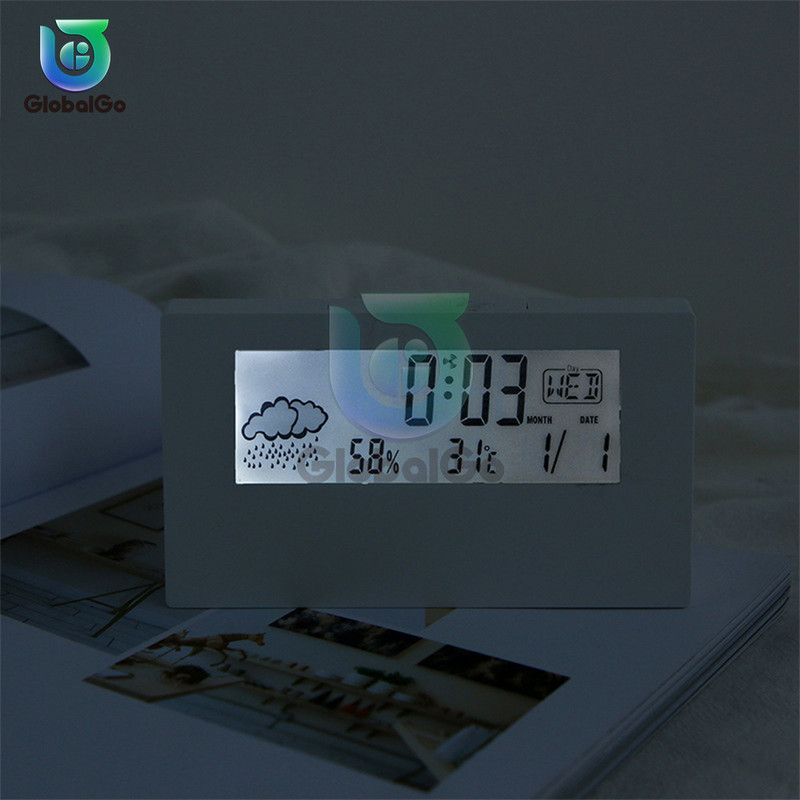 Ψηφιακό ξυπνητήρι LCD Απλή ημερομηνία επιτραπέζιου φωτισμού Φωτεινό ρολόι με οπίσθιο φωτισμό Αναβολή σίγασης Ημερολόγιο Επιτραπέζια ηλεκτρονικά ρολόγια