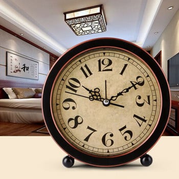 Ρολόι Ξυπνητήρι Vintage Γραφείο δίπλα στο κρεβάτι Αθόρυβο ρετρό ρολόγια κρεβατοκάμαρας σίγαση επιτραπέζια διακόσμηση Επιτραπέζιο σαλόνι Στρογγυλό Οικιακό Διακοσμητικό