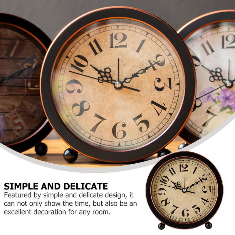 Laikrodis Žadintuvas Senovinis rašomasis stalas prie lovos Tylus retro laikrodžiai Miegamasis Nutildyti Stalviršio Dekoras Stalinis Svetainės Apvalus Namų apyvokos Dekoratyvinis